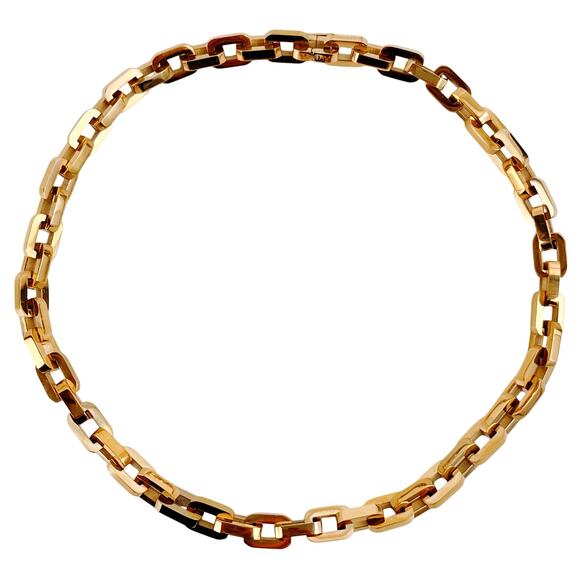 Signed Eddie Borgo Supra Link Necklace 12k Gold Plated Modernist 17" - Picture 1 of 8